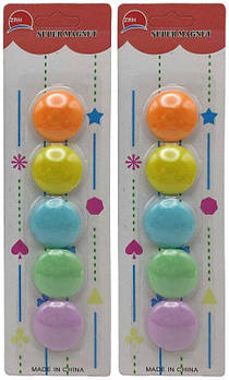 Магніти різнокольорові круглі 5шт 30мм "Макарун" (16*24) L12327-5 G-Rich