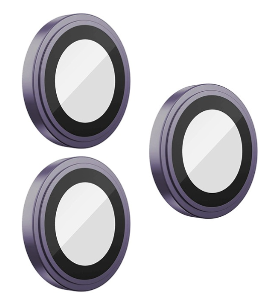 Скло камери Apple iPhone 14 Pro, iPhone 14 Pro Max, оригінал Китай із фіолетовим кільцем — 3 шт., фото 1