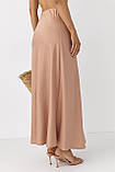 Атласна довга однотонна спідниця — кавовий колір, L (є розміри), фото 2