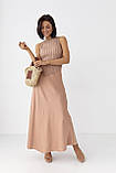 Атласна довга однотонна спідниця — кавовий колір, L (є розміри), фото 3