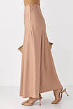 Атласна довга однотонна спідниця — кавовий колір, L (є розміри), фото 5