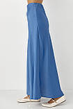 Атласна довга однотонна спідниця — синій колір, M (є розміри), фото 5