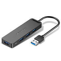 USB-хаб Vention 4-Port з micro USB живленням 0.15M Black(CHLBB)