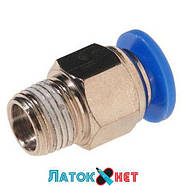 З'єднувач швидкорознімний зовнішня різь 1/8 — пластиковий шланг 6 мм SPC06-01 Airkraft, фото 2