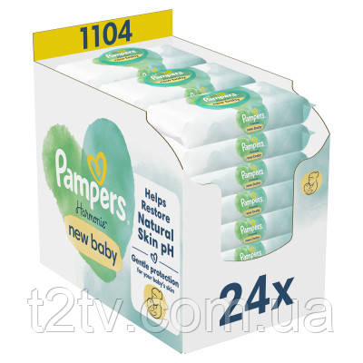 Дитячі вологі серветки Pampers Harmonie New baby 24 пачки х 46 шт (8006540815953), фото 1