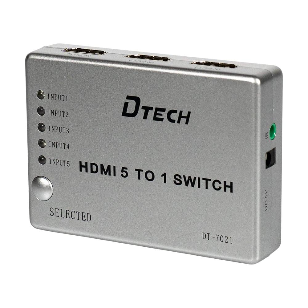 Комутатор 4K@30Hz HDMI 5x1 Dtech DT-7021 (MS) (74-00135)