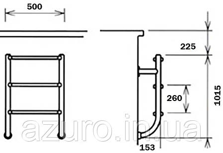 Сходи для басейну Flexinox ESC-PT Two-Pieces Electropolished (4 сходинки), AISI-316L (нижня частина), фото 3