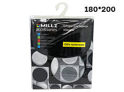 Шторка - фіранка для ванної MILLZ принт чорно-білий горошок 180х200 MRS-P-068