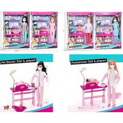 Лялька 29 см педіатр/ветеринар з набором лікаря JX300-50/51 2види в коробці 35х7х26, фото 1