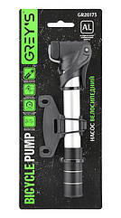 Насос велосипедний Grey's GR20173 алюміній, довжина 173 мм, вентилі AV/FV