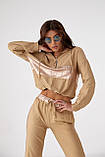 Костюм спортивний жіночий з блискучими вставками PERRY - бежевий цвет, S (є розміри), фото 3