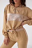 Костюм спортивний жіночий з блискучими вставками PERRY - бежевий цвет, S (є розміри), фото 4