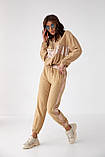 Костюм спортивний жіночий з блискучими вставками PERRY - бежевий цвет, S (є розміри), фото 6