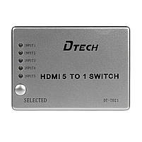 Комутатор 4K@30Hz HDMI 5x1 Dtech DT-7021 (MS) (74-00135), фото 3