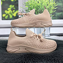 Кросівки жіночі GIPANIS пудрові текстильні 4838, фото 2