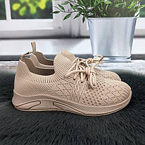 Кросівки жіночі GIPANIS пудрові текстильні 4838, фото 4