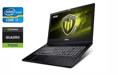 Ноутбук MSI WS63/ 15.6" (1920x1080)/ Core i7-8750H/ 32 GB RAM/ 1000 GB SSD/ Quadro P3200 6GB, фото 1