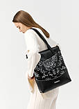 Сумка високої якості українського виробництва шопер - велика і вмістка -    чорна з принтом "Bloom", фото 2