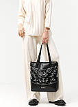 Сумка високої якості українського виробництва шопер - велика і вмістка -    чорна з принтом "Bloom", фото 5