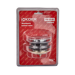 Донний клапан для ванни KOER PW-05-01 1 1/2" (кнопка) (Колір хром) (KR3406), фото 3