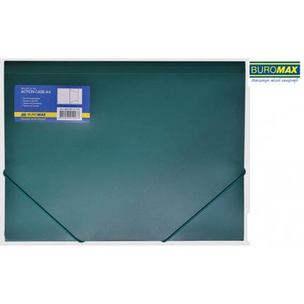 Папка на гумках А4 BUROMAX 3913-04 пластикова зелена 550 мкм (1/20), фото 1