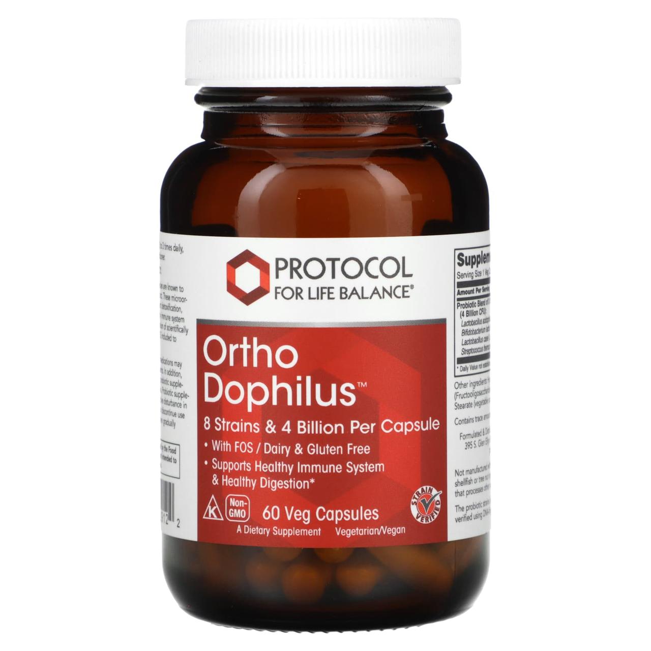 Пробіотики дофілус, Ortho Dophilus, Protocol for Life Balance, 60 рослинних капсул, фото 1