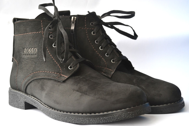 Класичні зимові чоловічі черевики чорний нубук на хутрі теплі Rosso Avangard. Falconi Pa Nub