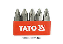 Викруткові вставки до ударних викруток YATO: хрестовий шліц: PH2 х 36 мм, HEX Ø= 5/16". 5 шт [10/10]