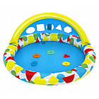 Дитячий круглий надувний басейн Плюскайся та навчайся Bestway 52378 120x117 см Басейн з навісом на 45 літрів, фото 2