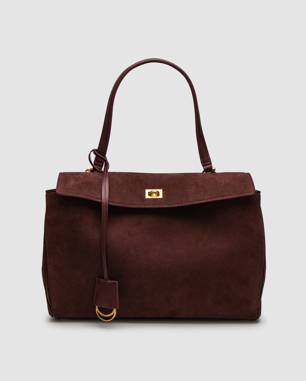Жіноча брендова сумка Баленсіага Balenciaga Rodeo Large Suede Burgundy/Gold Hardware люкс якість