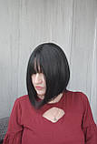 Перука каре з чубчиком термоперука чорна (LCI2049), фото 5