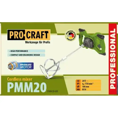 Акумуляторний будівельний міксер Procraft PMM20, фото 3