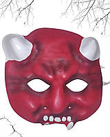 Маска Чорт для Хелловін з дефектом немає одного ікла 20 на 19 см Німеччина червоний