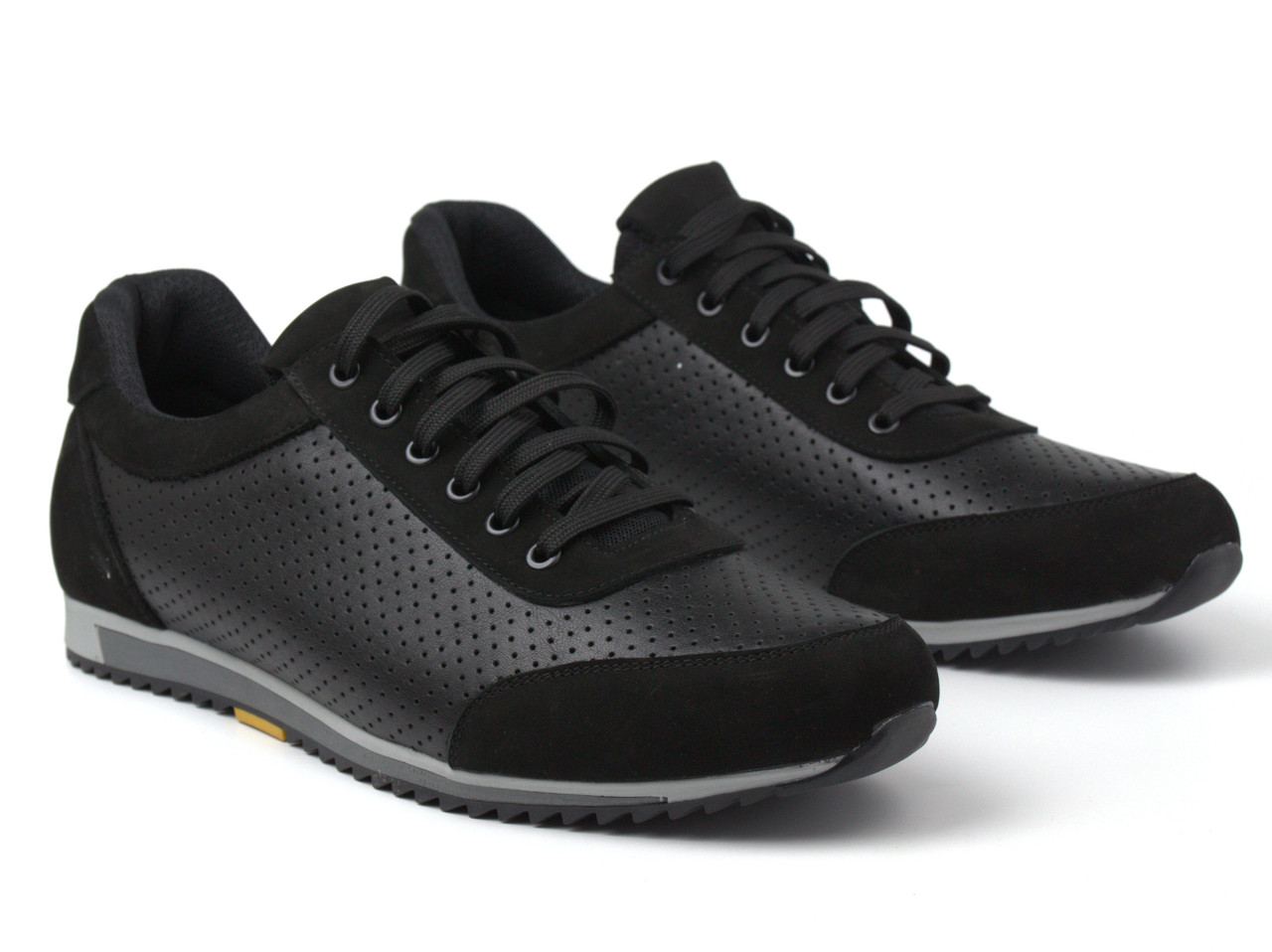 Літні кросівки шкіряні чорні кеди повсякденні чоловіче взуття великих розмірів Rosso Avangard Ada Sport Black Perf BS, фото 1