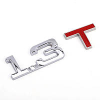 Емблема напис 1.3T 90×25мм ХРОМ з червоною літерою "T" метал (на скотчі)