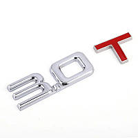 Емблема напис 3.0T 120×25мм ХРОМ з червоною літерою "T" метал (на скотчі)