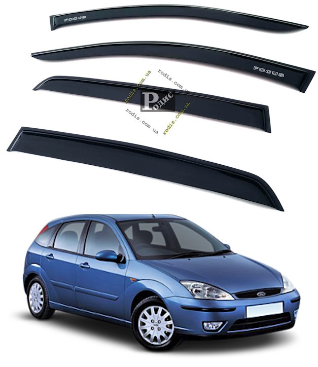Дефлектори вікон "AV-Tuning" FORD Focus I Sd/Hb 5d 1998-2004 (на скотчі) — Вітровики Форд Фокус