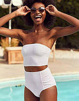 Купальник роздільний жіночий бандо К36  чорний, червоний, пудровий, білий неон, синій