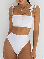 Купальник роздільний жіночий бандо К37  чорний, червоний, пудровий, білий неон, синій