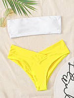 Купальник роздільний жіночий бандо К40  чорний, червоний, пудровий, білий неон, синій