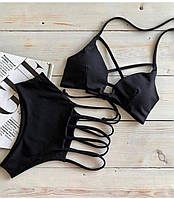 Купальник роздільний жіночий К44  чорний, червоний, пудровий, білий неон, синій