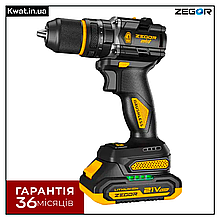 Шурупокрут акумуляторний безщітковий ударний ZEGOR CDPP-21BLH 70 Нм Дві швидкості 2 АКБ 21 В 2 Ач ЗУ Кейс