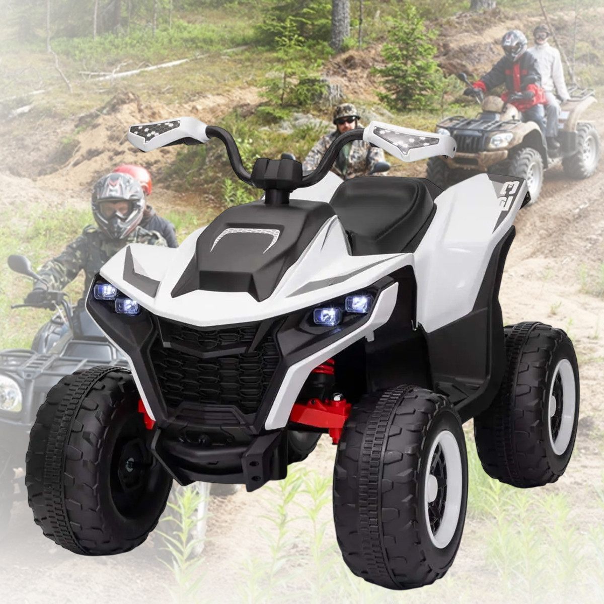 Потужний квадроцикл на 4-х моторах по 75W з музикою та пультом керування Bambi M 6128EBLR-1(24V) Білий