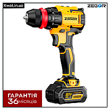 Шурупокрут акумуляторний ZEGOR CDP-21Q 37 Нм Дві швидкості 2 АКБ 21 В 2 Ач ЗУ Кейс