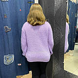 Светр жіночий люрекс спущений рукав косичка 44/46 фіолетовий, фото 2