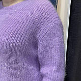 Светр жіночий люрекс спущений рукав косичка 44/46 фіолетовий, фото 4