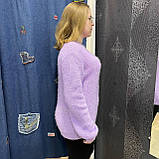 Светр жіночий люрекс спущений рукав косичка 44/46 фіолетовий, фото 5
