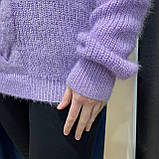 Светр жіночий люрекс спущений рукав косичка 44/46 фіолетовий, фото 6