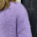 Светр жіночий люрекс спущений рукав косичка 44/46 фіолетовий, фото 7