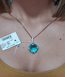 Підвіска зі срібла з золотом з великим круглим каменем Кристал